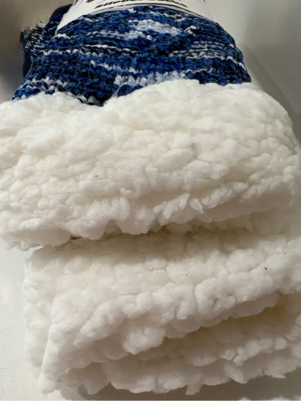 The Comfy Slipper Socks - Blue & White Cozy Knit-Brand New